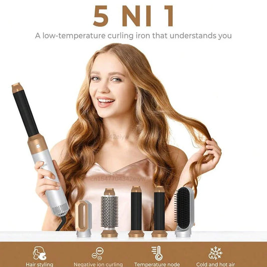 New 5 In 1 Hair Dryer Professional High-Speed Curling lron Hot Air Comb Set